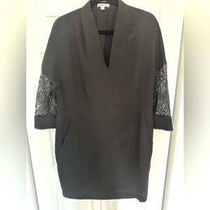 Whistles tulip dress with lace sleeves, size 10